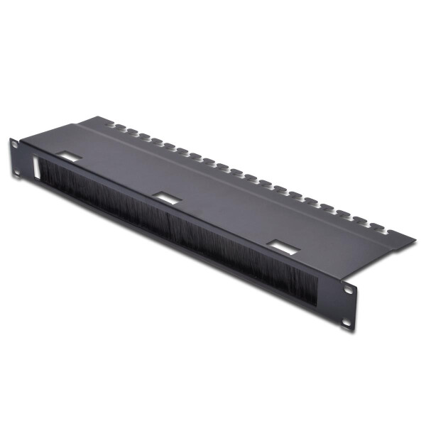 DIGITUS DN-19-ORG-3U-SW - 1HE Kabelmanagement Panel mit 30x400 mm Bürste 480x120 mm Kabelabfangplatte, schwarz (RAL 9005)