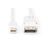 DIGITUS AK-340102-030-W - DisplayPort Anschlusskabel, mini DP - DP St/St, 3.0m, m/Verriegelung, DP 1.1a konform, we