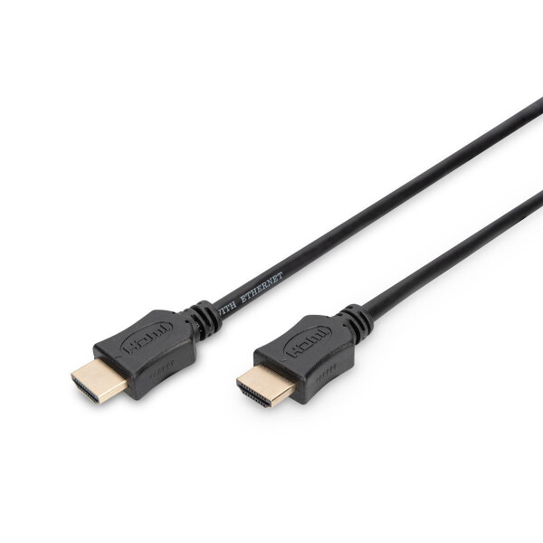 DIGITUS AK-330107-020-S - HDMI High Speed Anschlusskabel, Typ A St/St, 2.0m, Ultra HD 60p, gold, sw