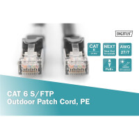 DK-1644-030/BL-OD - CAT 6 S-FTP Outdoor Patchkabel, Cu, PE AWG 27/7,  3 m, Schwarz