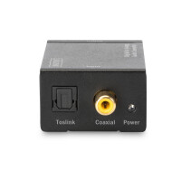 DIGITUS DS-40133 - Digital zu analog Konverter mit Metallgehäuse Coaxial/Toslink auf Cinch, 5V/1A Netzteil
