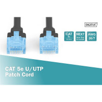 DIGITUS DK-1512-100/BL - CAT 5e U-UTP Patchkabel, PVC AWG 26/7, Länge 10 m, Farbe Schwarz