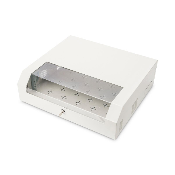 DIGITUS DN-19-04U-PB - Wandgehäuse, SOHO, Slim, 145x525x475 mm 3HE rotierbar, 2HE fix, Farbe grau ( RAL 7035)
