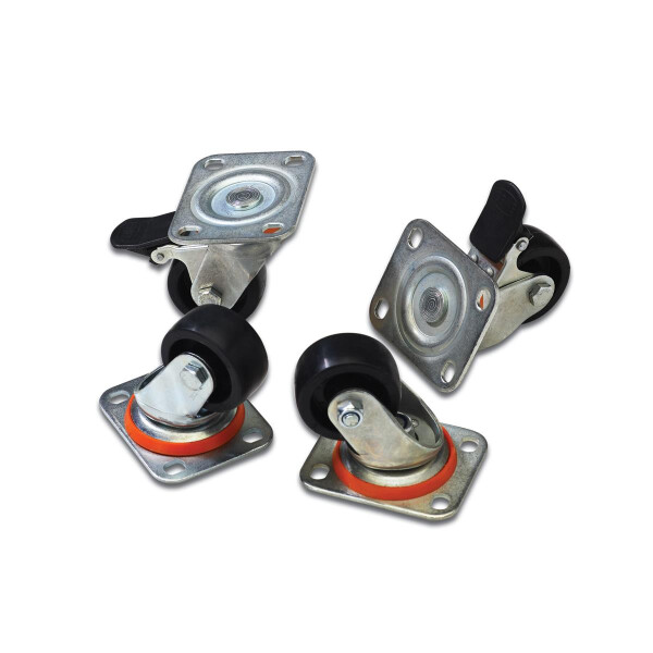 DIGITUS DN-19-CASTOR - Laufrollen-Set für Netzwerk- und Serverschränke 4 Laufrollen, 2 Stk. sind feststellbar,