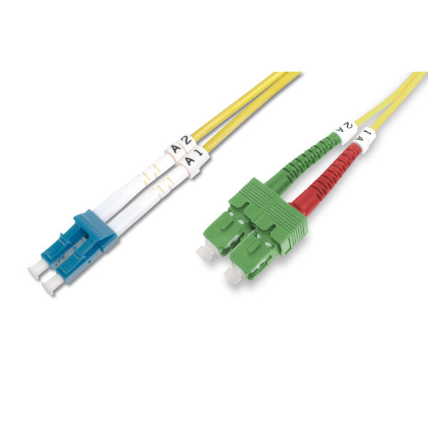 DIGITUS DK-292SCA3LC-01 - LWL Patchkabel, Duplex, SC (APC) zu LC (PC) SM OS2 09/125 µ, 1 m