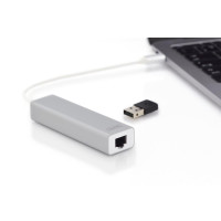 DIGITUS DA-70255 - 3 Port USB 3.0 Type-C Hub mit Gigabit Ethernet 3xUSB A/F,1xUSB A/M,1xRJ45 LAN, Win/Mac OS