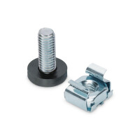 DIGITUS DN-19-SET-S - M6 Installationsschrauben-Set, 50 Stück 50x silberne Schrauben, Muttern u. Scheiben