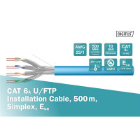 DIGITUS DK-1623-A-VH-5 - CAT 6A U-FTP Installationskabel, 500 MHz Eca (EN 50575), AWG 23/1, 500 m Trommel, Sx, Blau