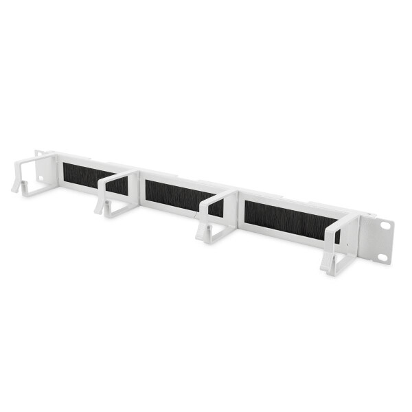 DIGITUS DN-97662 - 1HE Kabelrangierpanel mit Bürstenleisten 4x Aluminium Kabelf.bü. 44x60 mm, grau (RAL 7035)
