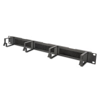 DIGITUS DN-97663 - 1HE Kabelrangierpanel mit Bürstenleisten 4x Alu Kabelführungsb. 44x60 mm, schwarz RAL 9005