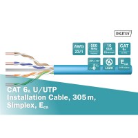 DIGITUS DK-1613-A-VH-305 - CAT 6A U-UTP Installationskabel, 500 MHz Eca (EN 50575), AWG 23/1, 305 m Trommel, Sx, Blau