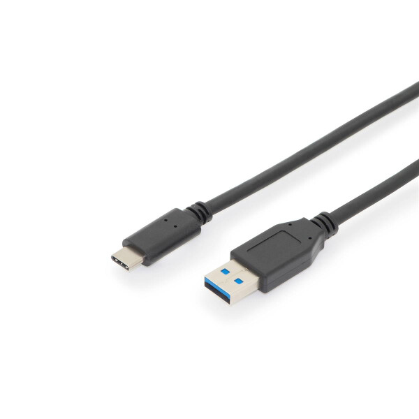 DIGITUS AK-300146-010-S - USB Typ C Verbindungskabel, Typ C auf A St/St, 1.0m, Gen2, 3A, 10GB, 3.1 Version, CE, sw