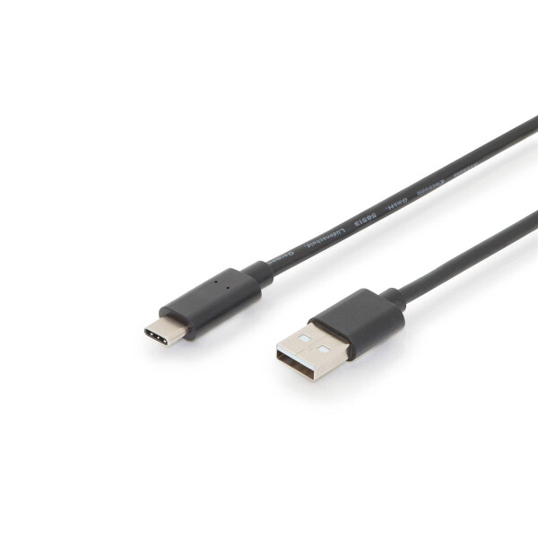 DIGITUS AK-300148-030-S - USB Typ-C Verbindungskabel, Typ C auf A St/ St, 3,0 m, 3A, 480MB, 2.0 Version, sw