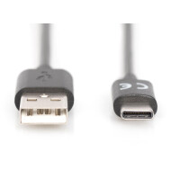 DIGITUS AK-300148-030-S - USB Typ-C Verbindungskabel, Typ C auf A St/ St, 3,0 m, 3A, 480MB, 2.0 Version, sw