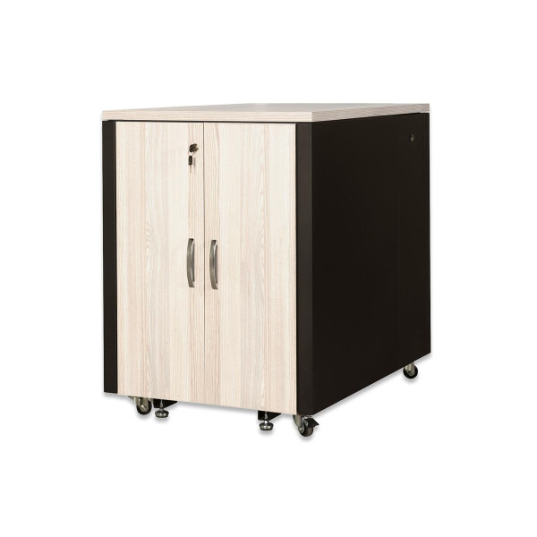 DIGITUS DN-19-17U-SO-M - 17HE SOUNDproof Schrank, 1000x750x1130 mm Holzdekor Ahorn, schwarz (RAL 9005)
