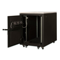 DIGITUS DN-19-17U-SO-M - 17HE SOUNDproof Schrank, 1000x750x1130 mm Holzdekor Ahorn, schwarz (RAL 9005)