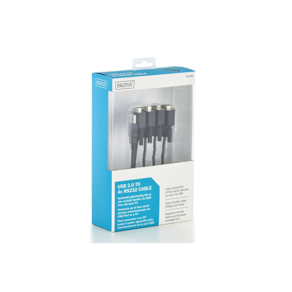DIGITUS DA-70159 - USB zu Serial Adapter, RS232 4 x RS232, cable type, Chipsatz: FT4232H, 1.5m