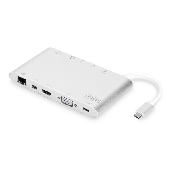 DIGITUS DA-70861 - Universal Docking Station, USB-C, 11 Ports 3x Video,1x USB-C, 3x USB3.0, RJ45, 2x Kartenleser