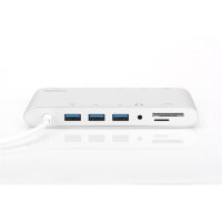 DIGITUS DA-70861 - Universal Docking Station, USB-C, 11 Ports 3x Video,1x USB-C, 3x USB3.0, RJ45, 2x Kartenleser