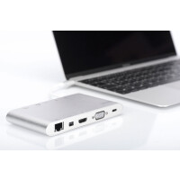 DIGITUS DA-70861 - Universal Docking Station, USB-C, 11 Ports 3x Video,1x USB-C, 3x USB3.0, RJ45, 2x Kartenleser