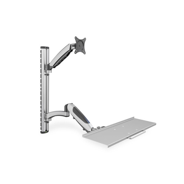 DIGITUS DA-90354 - Arbeitsplatz (Monitor, Tastatur) Wandmontage 27 Zoll, 6 kg, VESA 100x100, silber