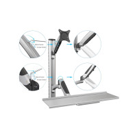 DIGITUS DA-90354 - Arbeitsplatz (Monitor, Tastatur) Wandmontage 27 Zoll, 6 kg, VESA 100x100, silber