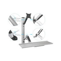 DIGITUS DA-90354 - Arbeitsplatz (Monitor, Tastatur) Wandmontage 27 Zoll, 6 kg, VESA 100x100, silber