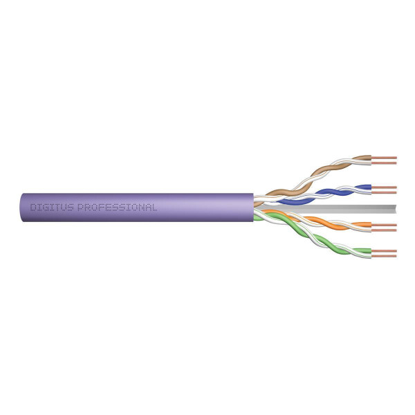 DIGITUS DK-1613-VH-1 - CAT 6 U-UTP Installationskabel, 250 MHz Eca (EN 50575), AWG 23/1, 100m Karton, Sx, Violett