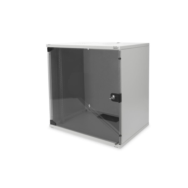 DIGITUS DN-19-12U-S-1 - 12HE Wandgehäuse, SOHO, unmontiert 595x540x400 mm, Glastür,grau