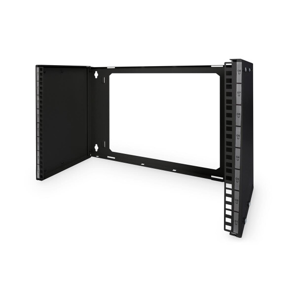 DIGITUS DN-19-PB-8U-SW - 8HE Wandmontage Patch-Halter,372x505x250 mm tiefenverstellbar, stapelbar, schwarz (RAL 9005)