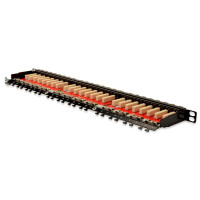 DIGITUS DN-91624S-SL-EA - CAT 6A Klasse EA Patch Panel, geschirmt, 0,5HE 24-Port RJ45, inkl. Staubschutzklappe, 8P8C, sw