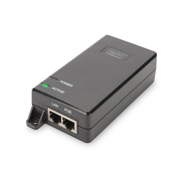DIGITUS DN-95103-2 - Gigabit Ethernet PoE+ Injector, 802.3at Power Pins:4/5(+),7/8(-), 30W