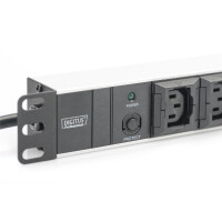 DIGITUS DN-95404 - 1HE Aluminium PDU, Rack Mount, Überlastschutz 230 Vac, 10 A, Eingang: IEC60320 C14, Ausgang: 10 x IEC60320 C13