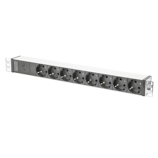 DIGITUS DN-95410 - 1HE Aluminium Steckdosenleiste 10A Plug, 250VAC 50/60Hz, IEC C14 plug, pre-fuse