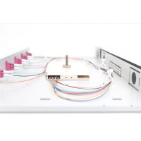 DIGITUS DN-96330-4 - LWL Spleißbox, 1HE, bestückt, 6x LC DX, OM4 inkl. Spleißkass., gefärbte Pigtails, Kupplungen