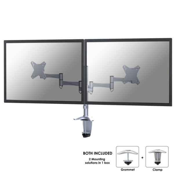 Neomounts by Newstar Flachbild Tischhalterung - Klemme /Bolzen - 9 kg - 25,4 cm (10 Zoll) - 68,6 cm (27 Zoll) - 100 x 100 mm - Silber
