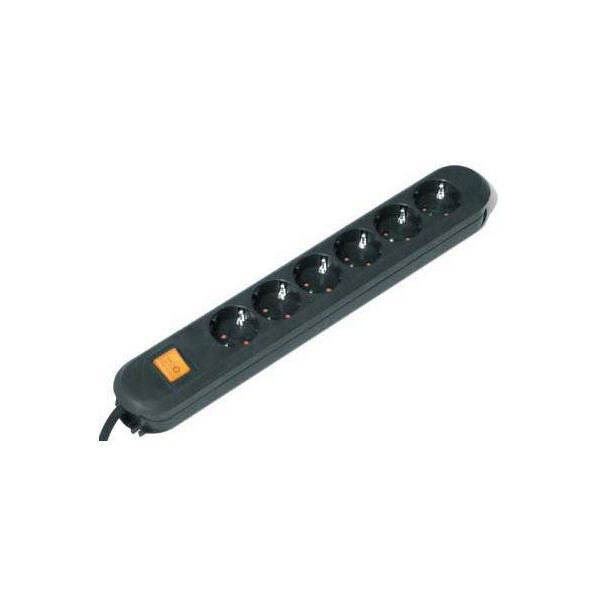 Bachmann SMART 6x Schuko H05VV-F 3G 1.50mm² 16A/3680W 3m - 3 m - 6 AC-Ausgänge - Kunststoff - Schwarz - 3680 W - 16 A