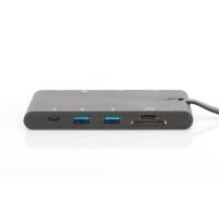 DIGITUS DA-70865 - Universal Travel Docking Station, USB-C, 9-Port 2x Video, 2x USB-C, 2x USB3.0, RJ45,2x Kartenleser