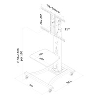 Neomounts by Newstar Mobiler Flachbild St&auml;nder - 50 kg - 68,6 cm (27 Zoll) - 177,8 cm (70 Zoll) - 200 x 200 mm - 600 x 450 mm - 1100 - 1800 mm