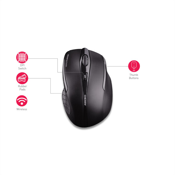 Cherry MW 3000 - Maus - 1.750 dpi Laser, Optisch - 5 Tasten - Schwarz