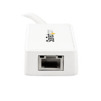 StarTech.com USB 3.0 Gigabit Ethernet Lan Adapter mit USB Port - Weiß - Verkabelt - RJ-45 - USB - 5000 Mbit/s - Weiß