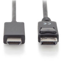 DIGITUS AK-340303-030-S - Displayport Adapterkabel, DP - HDMI Typ A St/St, 3.0m, w/lock, DP 1.2_HDMI2.0, 4K/60Hz,CE,sw