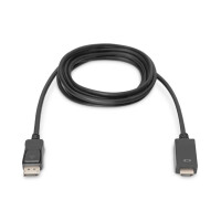 DIGITUS AK-340303-030-S - Displayport Adapterkabel, DP - HDMI Typ A St/St, 3.0m, w/lock, DP 1.2_HDMI2.0, 4K/60Hz,CE,sw