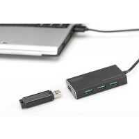 DIGITUS DA-70240-1 - USB 3.0 Hub, 4-port Incl. 5V/2A power supply, Aluminium Gehäuse