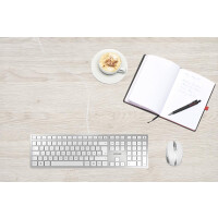 Cherry KC 6000 SLIM Kabelgebundene Tastatur - Silber/ Wei&szlig; - USB (QWERTZ - DE) - Standard - Verkabelt - USB - QWERTZ - Silber