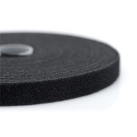 DIGITUS AK-770905-100-S - Haken-und-Schlaufen Verschlussband Gewebe, 10m x 15mm x 2,6 mm, auf Rolle, sw
