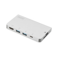 DIGITUS DA-70867 - USB-C Multiport Travel Dock, 6 Port 4K, HDMI, 1x USB-C, 2x USB3.0,2x card reader