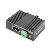 DIGITUS DN-651112 - Industrieller Gigabit PoE+ Injektor 802.3 af/at 60W Ausgangsleistung, Hutschiene und Wandmontage,