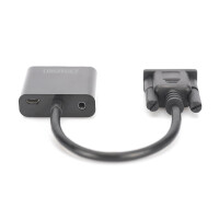 DIGITUS DA-70473 - VGA to HDMI Konverter + Audio (3,5mm) Full HD (1080p), Kabeltyp (15 cm), schwarz