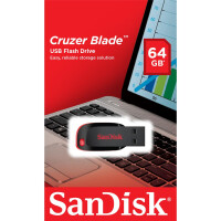 SanDisk Cruzer Blade - 64 GB - USB Typ-A - 2.0 - Ohne Deckel - 2,5 g - Schwarz - Rot